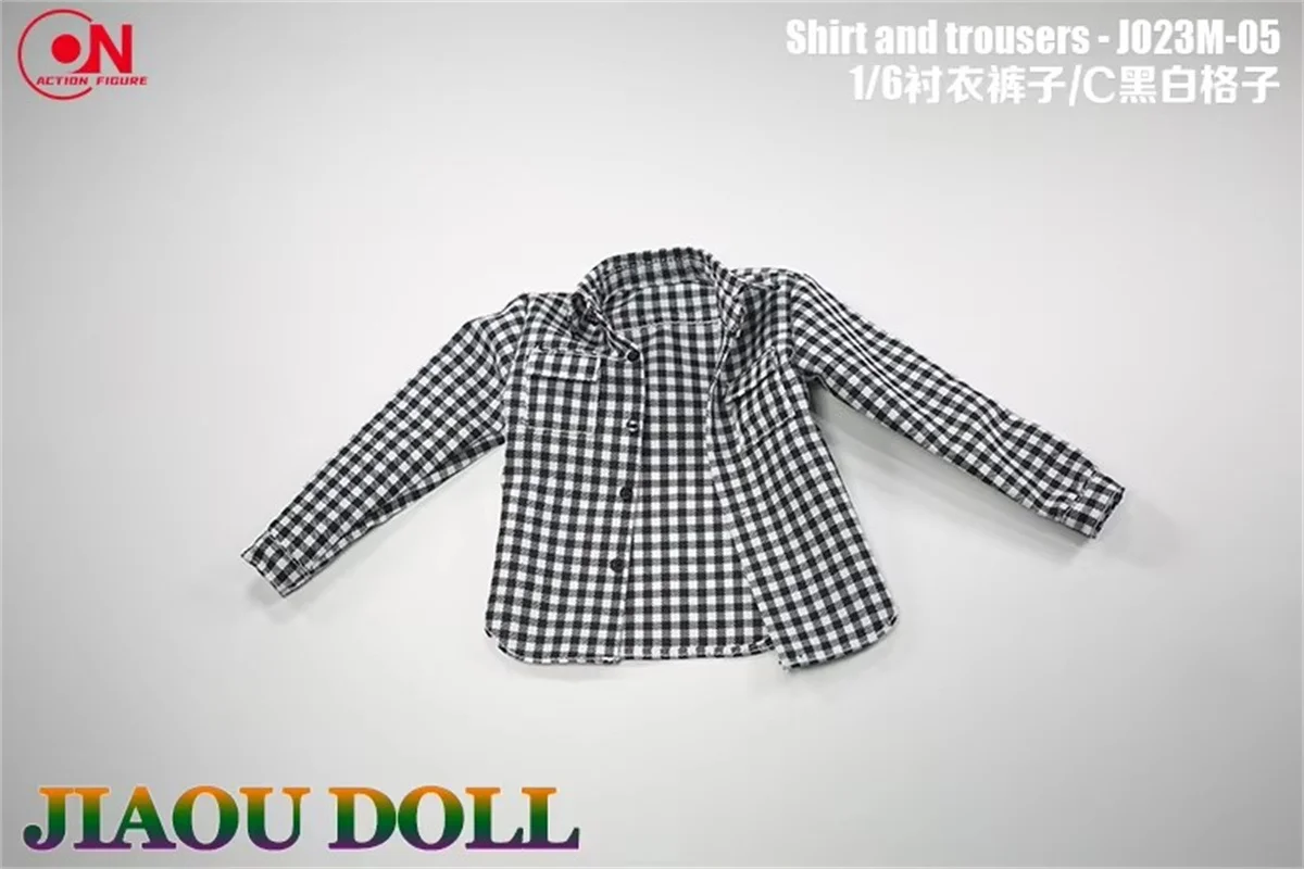 1/6 Scale JO23M-05 Trendy Casual Wear Open Collar Plaid Shirt Multi Pocket Cargo Pants Model for 12\