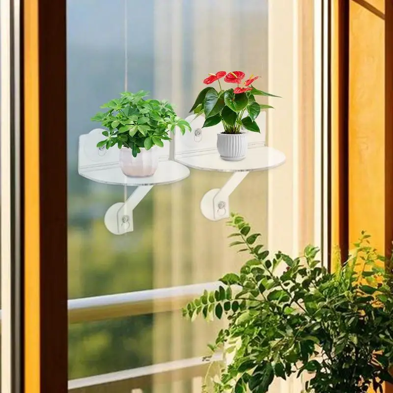 Rak Jendela untuk Tanaman Dalam Ruangan 2X Rak Cangkir Isap Akrilik Transparan Langkan Jendela Hemat Ruang untuk Dapur Kamar Mandi Organi