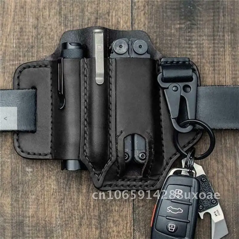 

EDC Tactical Leather Case Outdoor Flashlight Storage Waistband Survival Hanging Wallet Cross-border Spot Tool Kit for Adventure