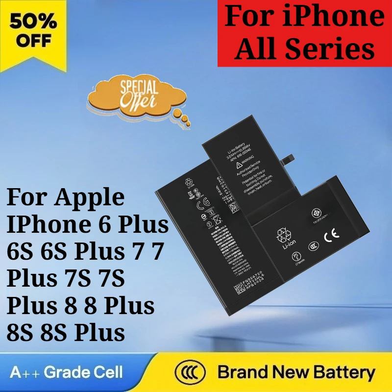 

New Rechargeable Battery for Apple IPhone 6/7/8/9/10/11/12/13/14/15/16 Plus 6/7/8/9/10/11/12/13/14/15/16S 6/7/8/9/10/11/12S Plus