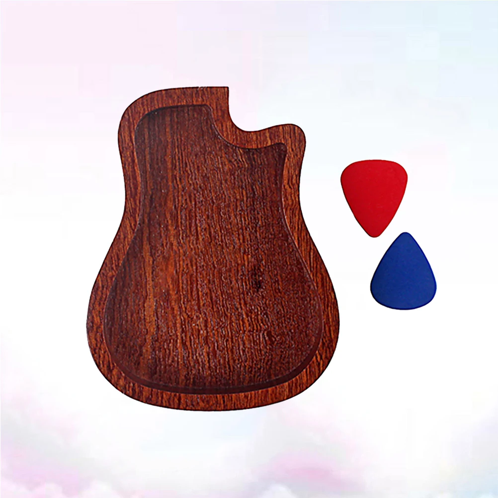 

2Pcs Wooden Guitar Picks Plectrum Holder Storage Box Durable Polished Finish for Guitar Bass Accessory Wooden Pick Holder