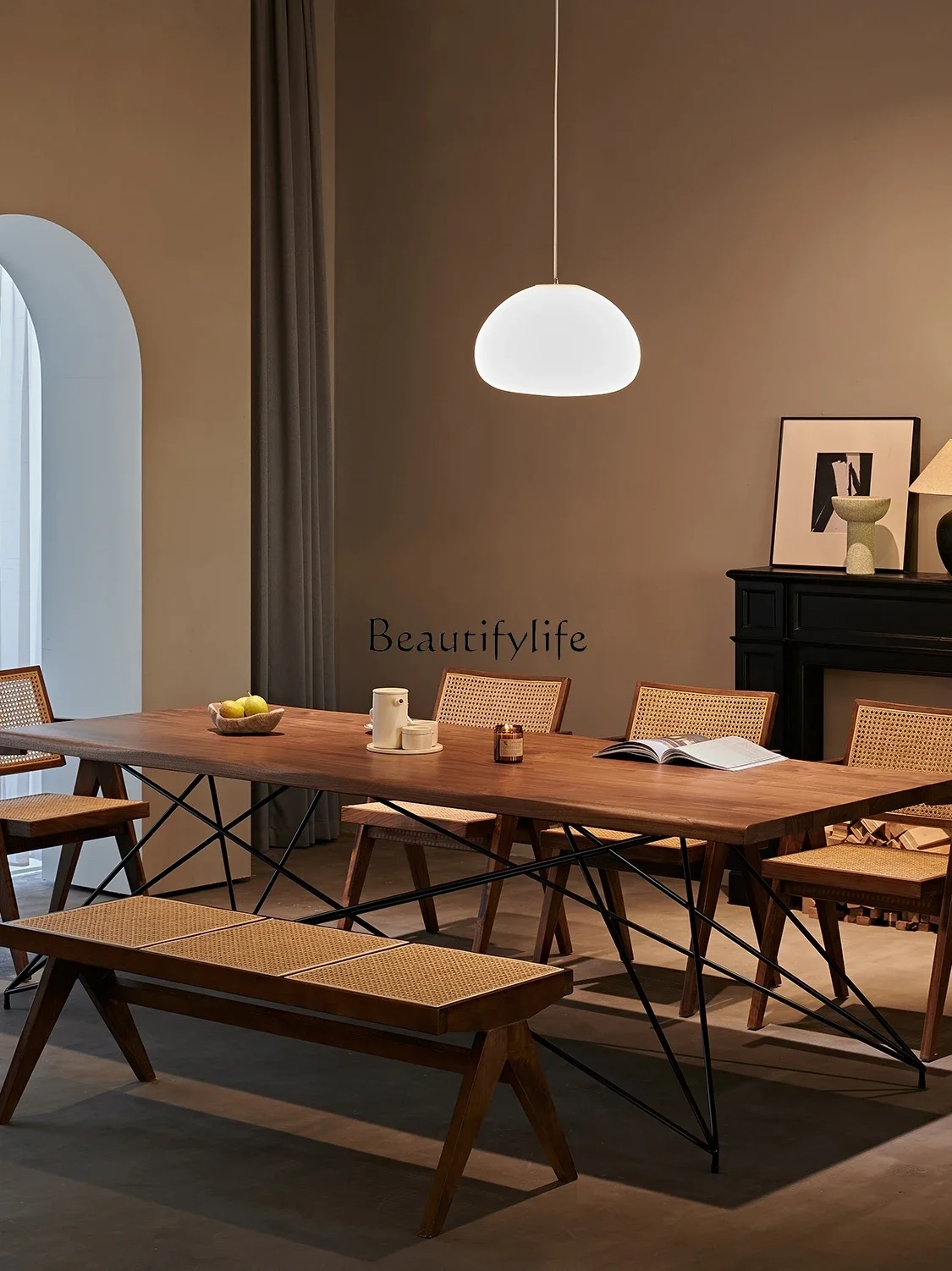 

FG40North America Black Walnut Wood Table Simple Modern Italian Large Board Table