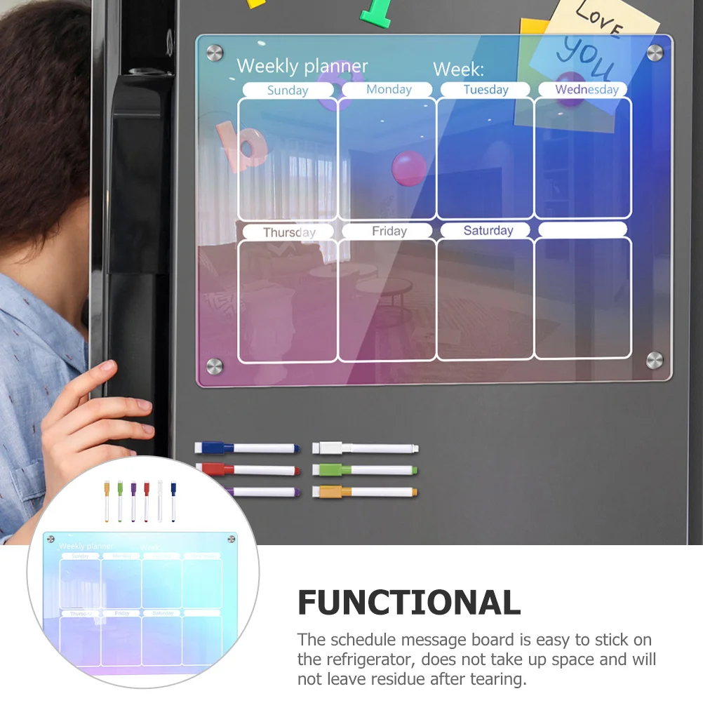 

1Set Acrylic Desk Message Board Dry Erase Weekly Planner to Do List Refrigerator Magnetic Schedule Organizer Board