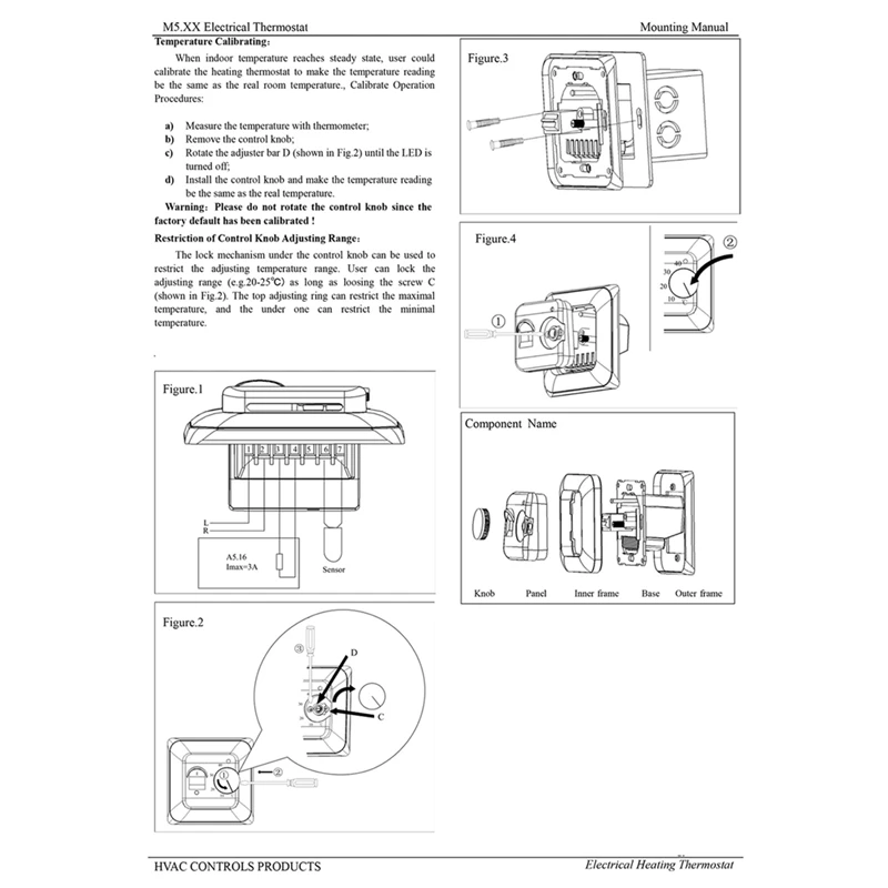 Mechanical Thermostat Remote Floor Heating Regulator Temperature Controller 16A 220V Floor Heating Thermostat