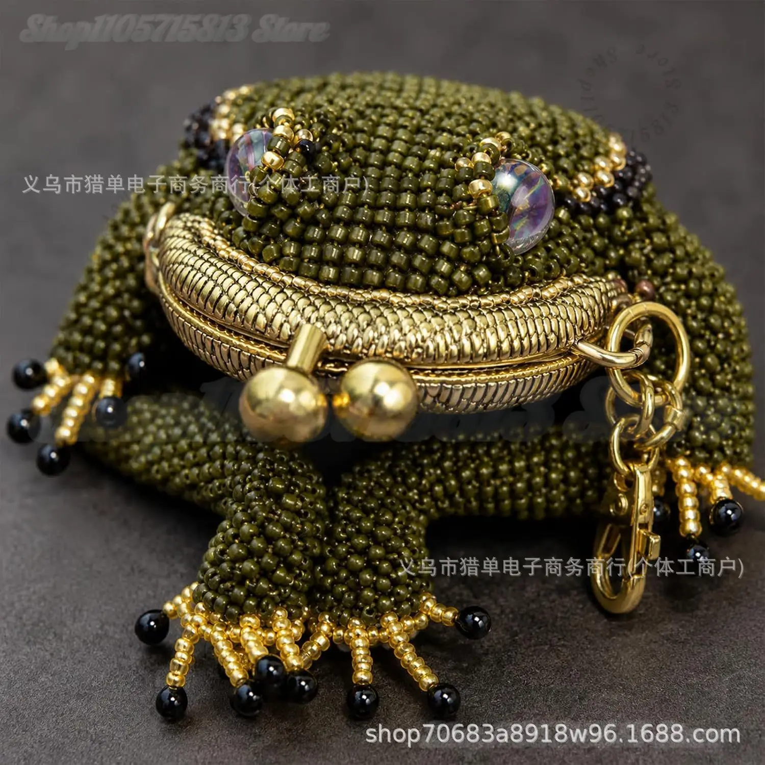 1-3Pcs Charming Frog Coin Purs, Beaded Kiss Lock Keychain Pouch with Lucky Toad Design Handmade Small Purse for Women Gift view 4
