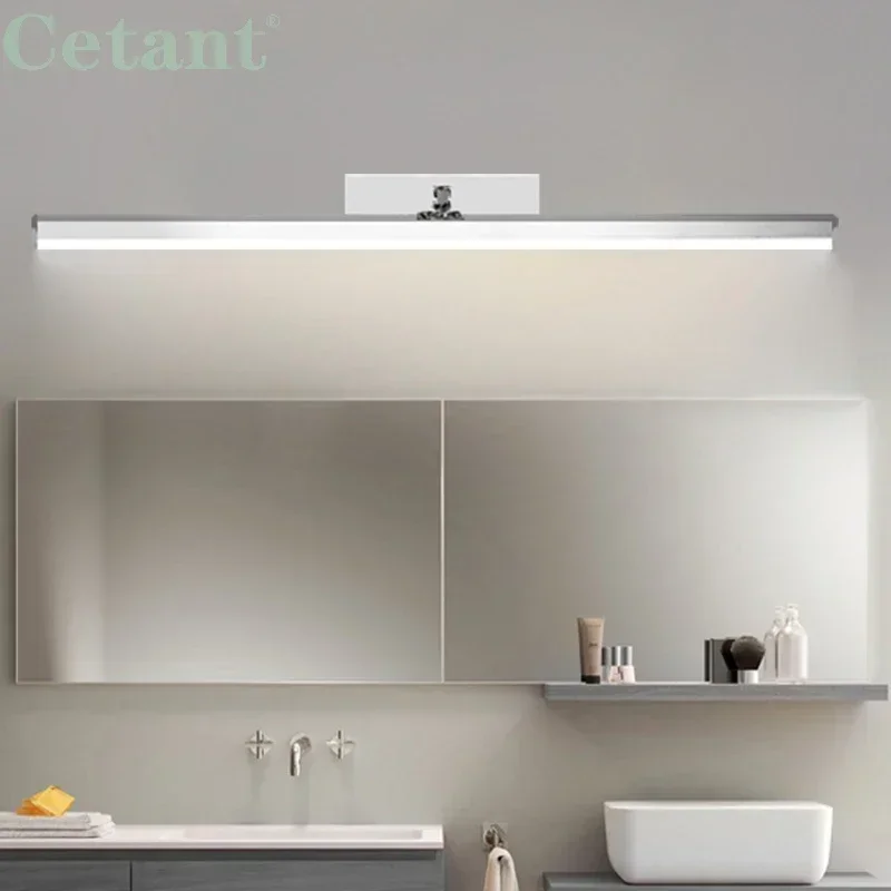 

Modern LED Wall Lamp 40/50/60/80cm Mirror Light Long Strip Silver Wall Sconces Bathroom Toilet Home Decor Led Lighting Lustre