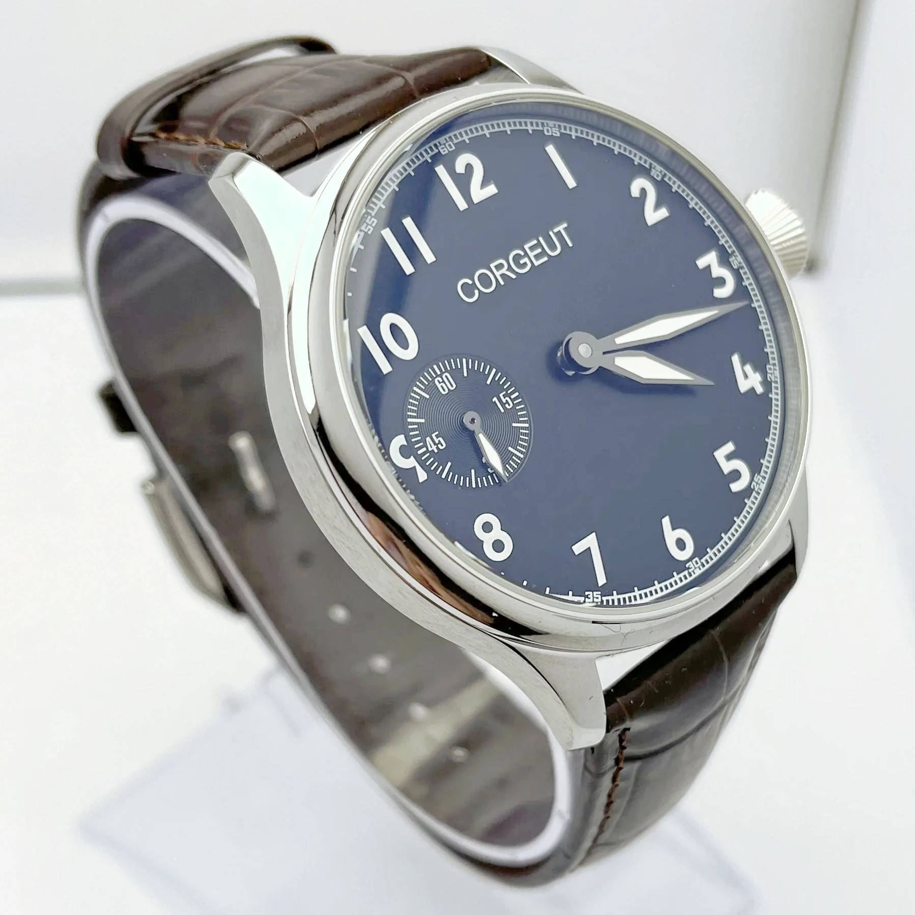 New 44MM Corgeut Men Watch Seagull ST36 Manual Winding Movement Stainless Steel Case Luminous Dial And Hands