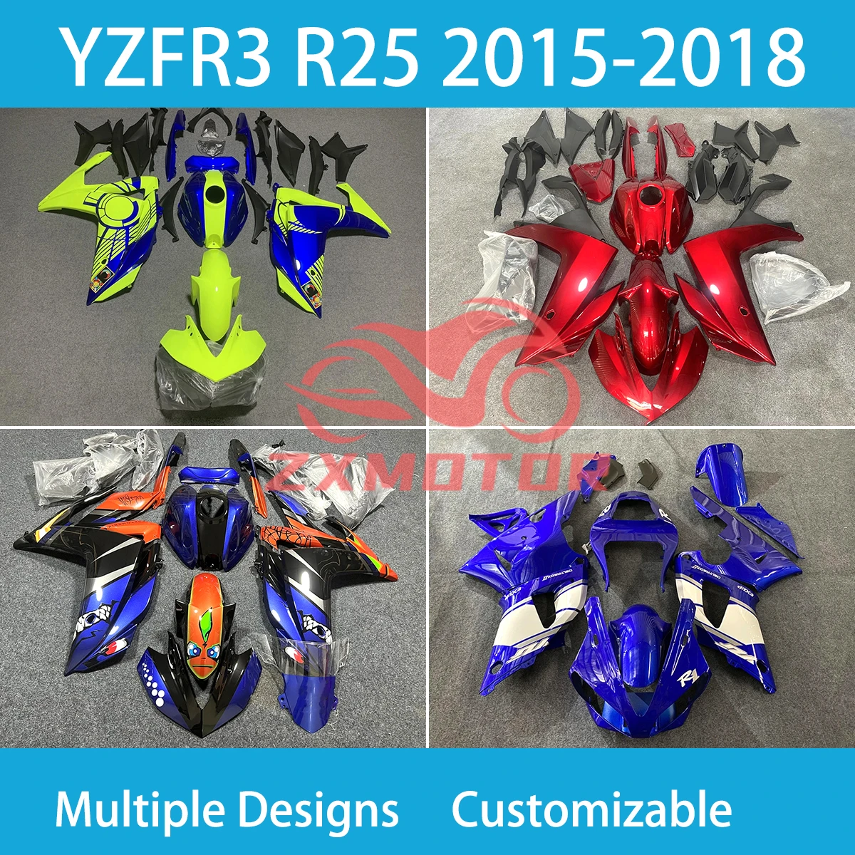 

Full Fairing Kit YZFR3 R25 2015 2016 2017 2018 Motorcycle Cover Aftermarket Fairings for YAMAHA YZF R3 15 16 17 18