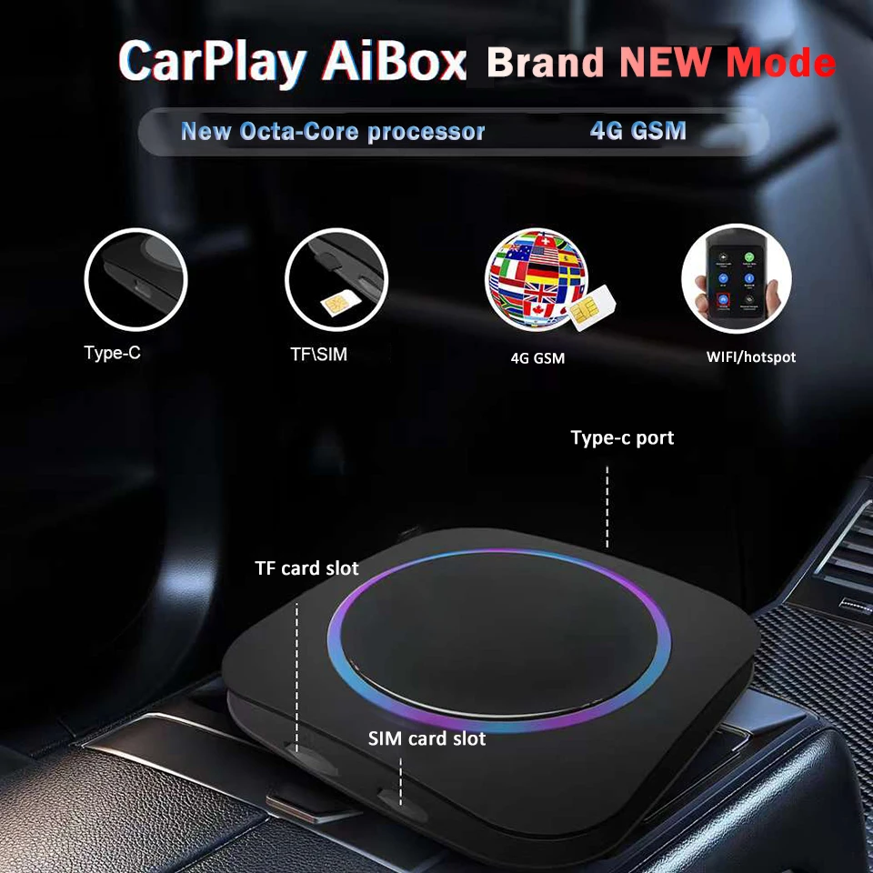 Azton carplay atualização usb ai caixa android dispositivo de tv para audi a6 a7 a8 a3 a4 tt q3 q5 q7 tf wifi 4g cartão sim