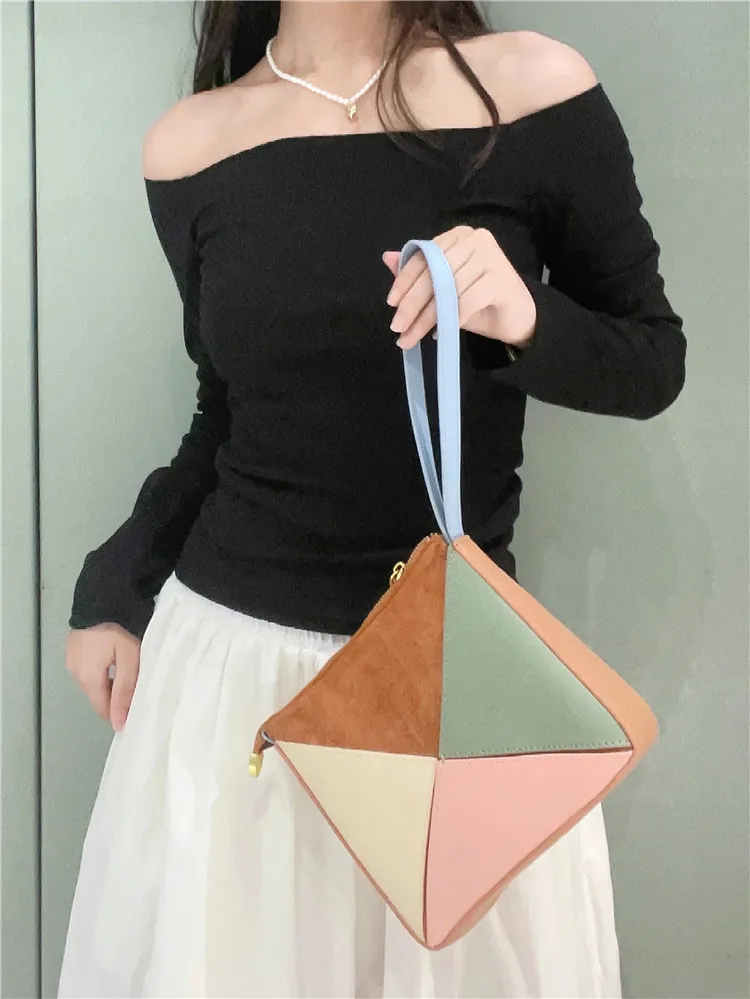 Crossbody Bag Women 2023 New Pleated Fashion Shoulder messenger bag PU leather Fold Triangle ladies Handbag Small Wrist bag bols