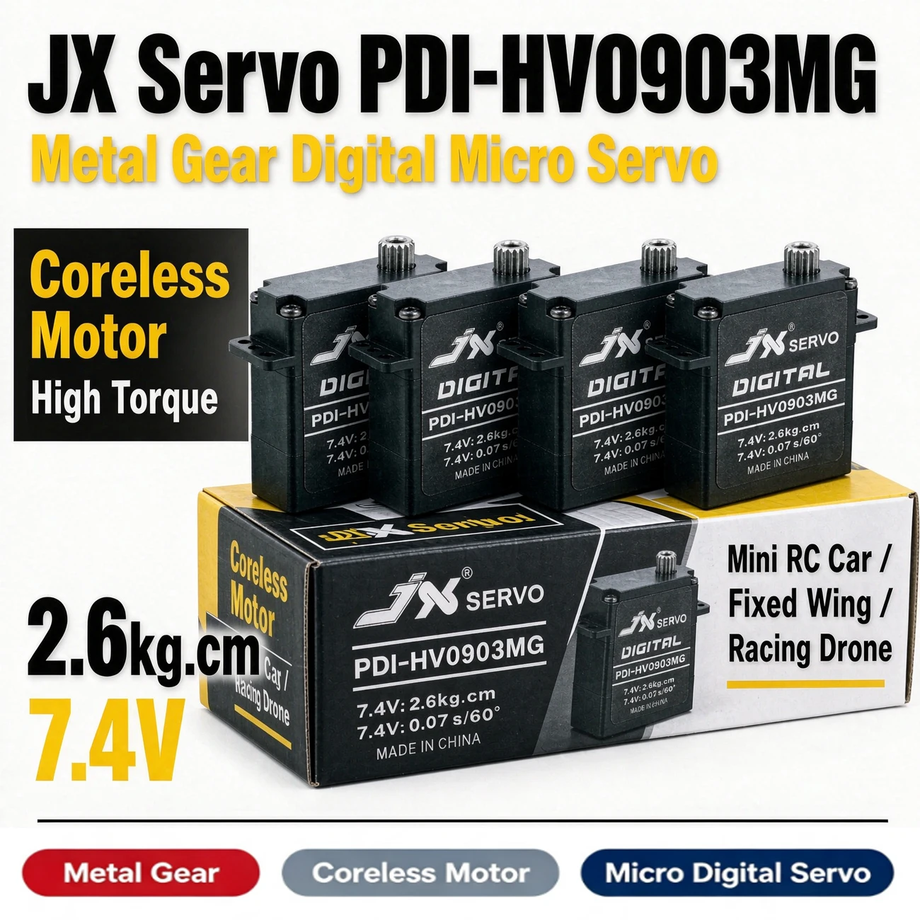Drone Motor Rc Car - محرك سيرفو JX PDI-HV0903MG بقوة 2.6
