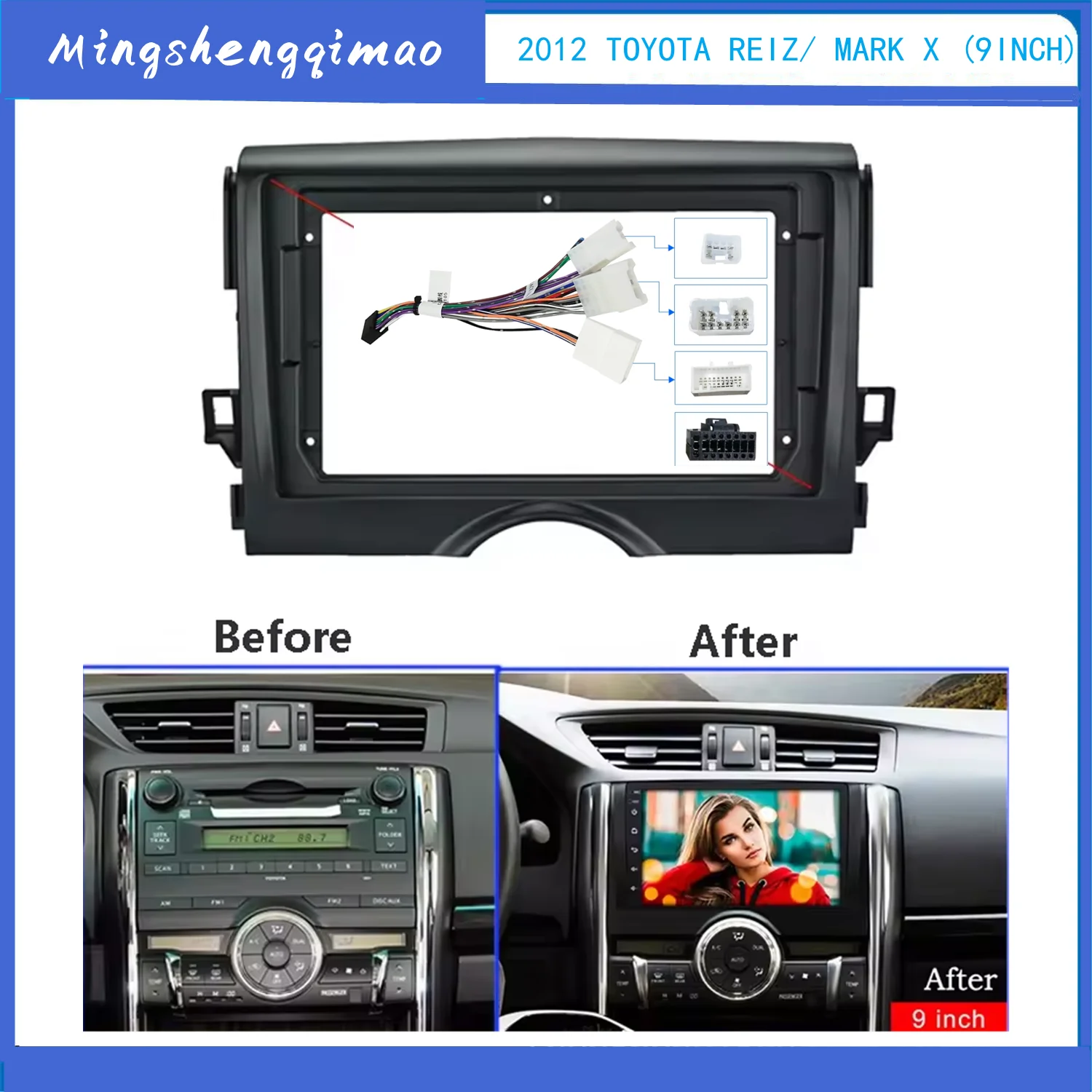 

Car Radio Fascia For TOYOTA REIZ / Mark X 2009+ 9 Inch Dashboard Install Face Panel DVD Frame Dash Bezel Faceplate Frame Kit