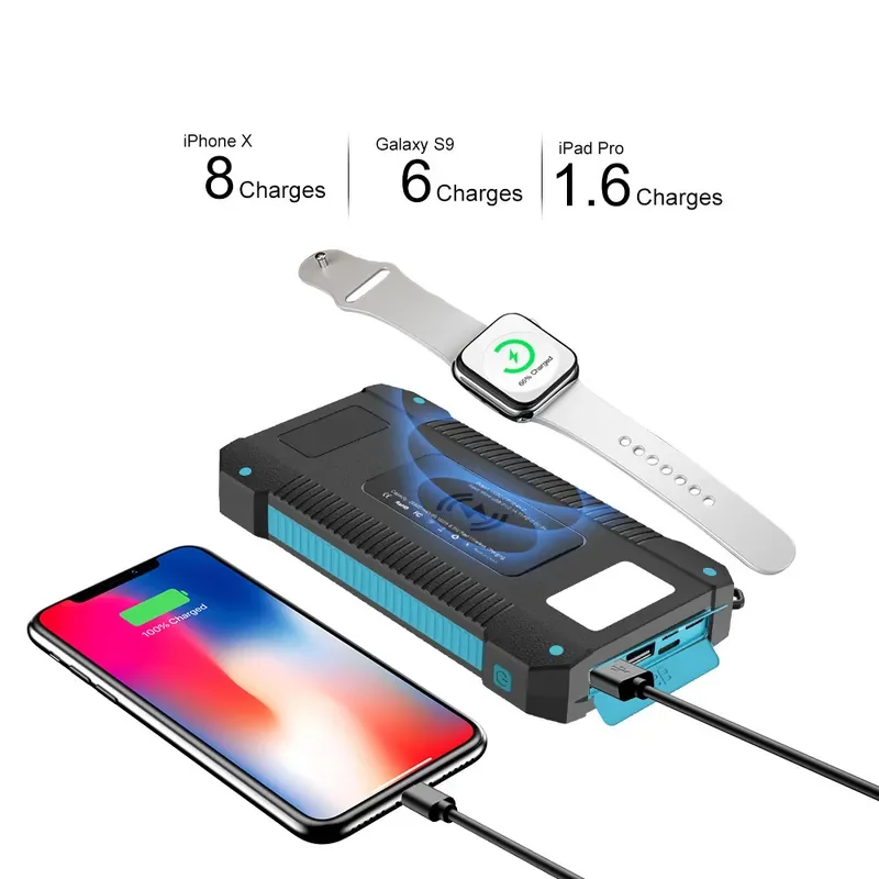 10W5V solar large-capacity mobile power supply 20000mAh with LED light