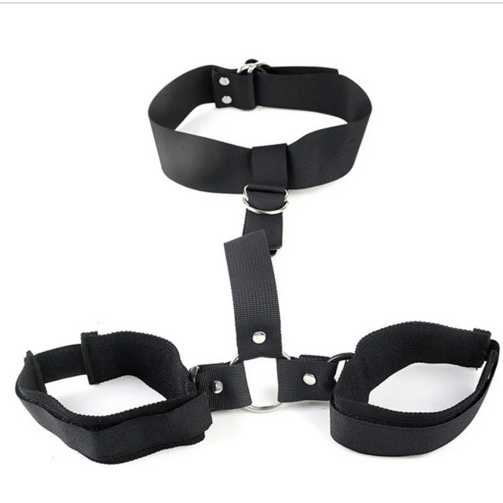 Neck to Wrist Restraints kit  Sexy women BDSM Fetish Behind Back Handcuffs Collar Adjustable Bondage Set Couple SM Sex Game Tool