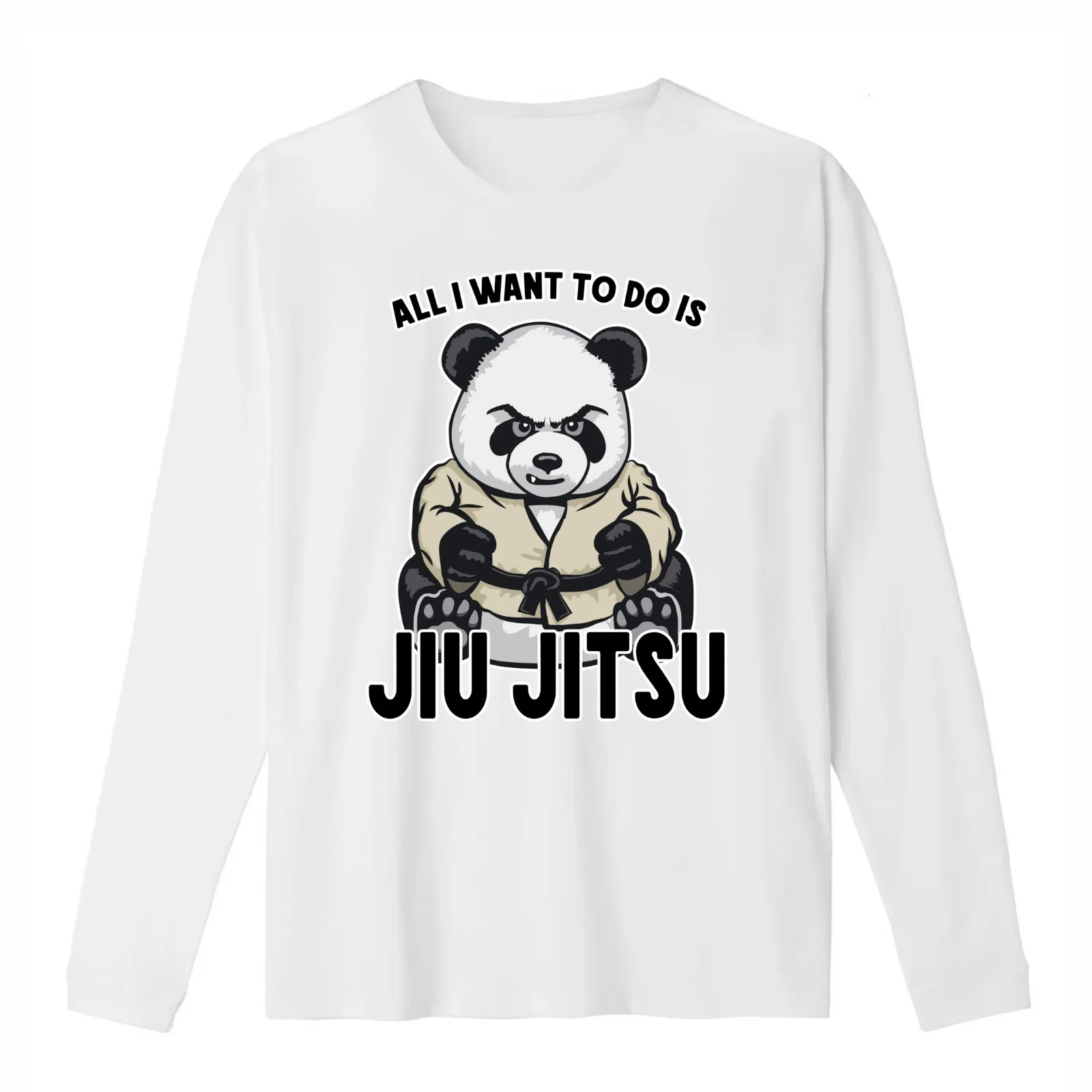 Jiu Jitsu Panda All I Want To Do Is Cute Bear T-Shirt Summer Casual Cotton Tee Oversized Streetwear Tops Unisex Men Women
