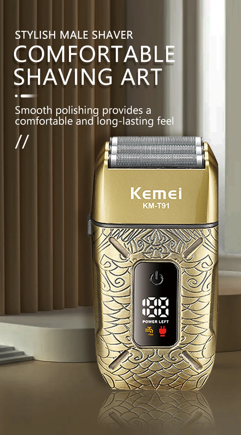 Kemei Elektrische Triple Klingen Rasierer Wiederaufladbare Barber Folie Rasierer Professionelle Cordless Glatze Rasieren Maschine Männer KM-T91 – Detail 1
