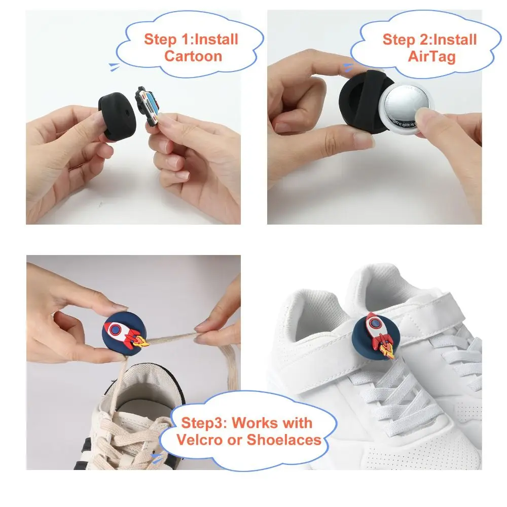 Silicone Tracker Case for Shoelace DIY Shoe Charms Tracker Protector Protective Case Decoration Shoestring for AirTag