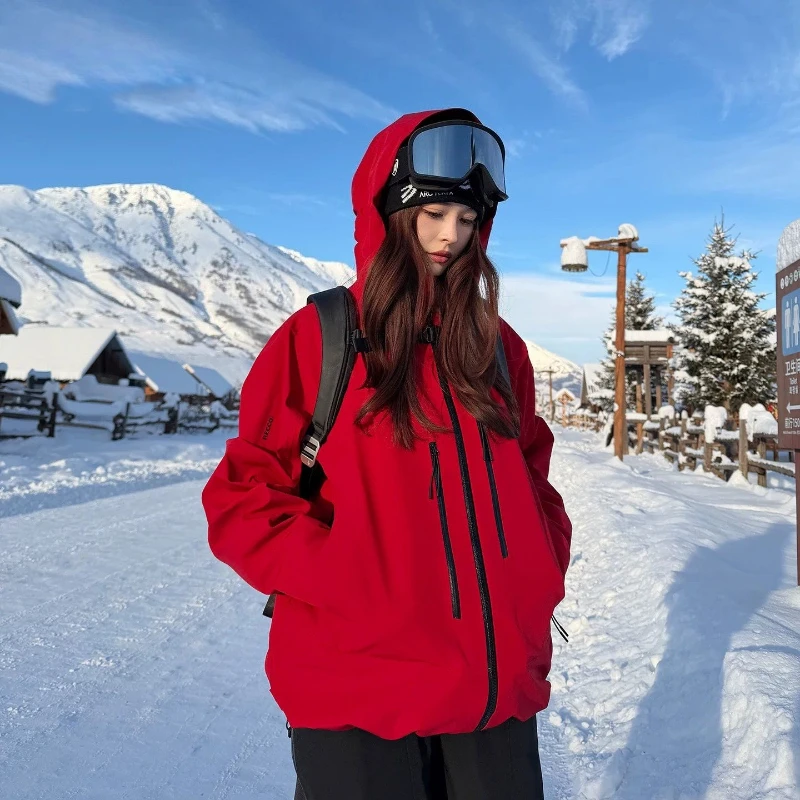 2026 New Skiing Jackets Windproof Solid Snow Warm Women Men Snowboarding Coats Waterproof Breathable Loose Adults Ski Jacket