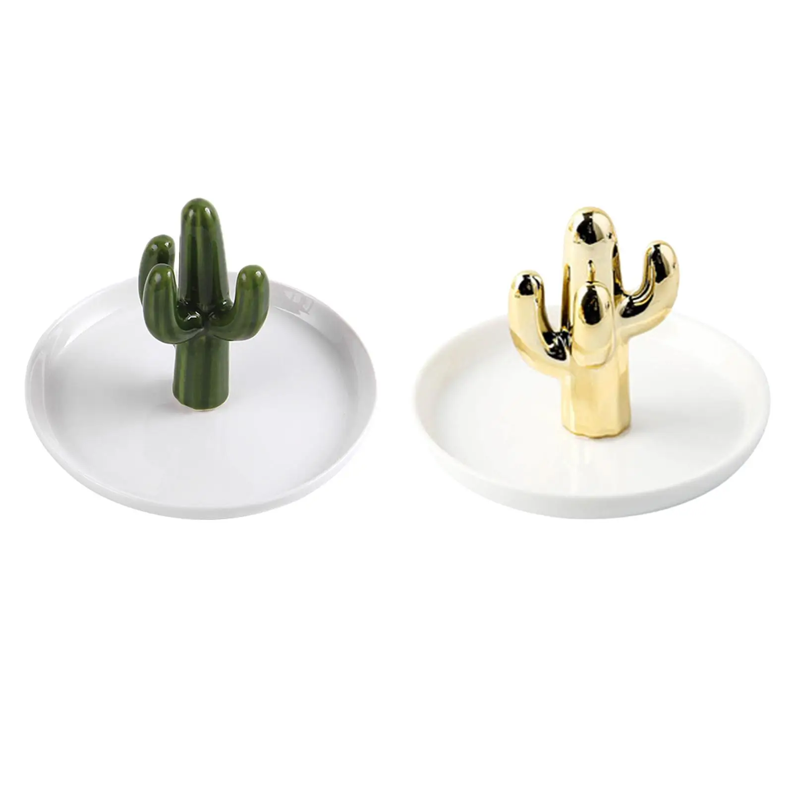 Ceramic Cactus rings Holder Tray Gifts Decorative for Bedside Necklace Porch