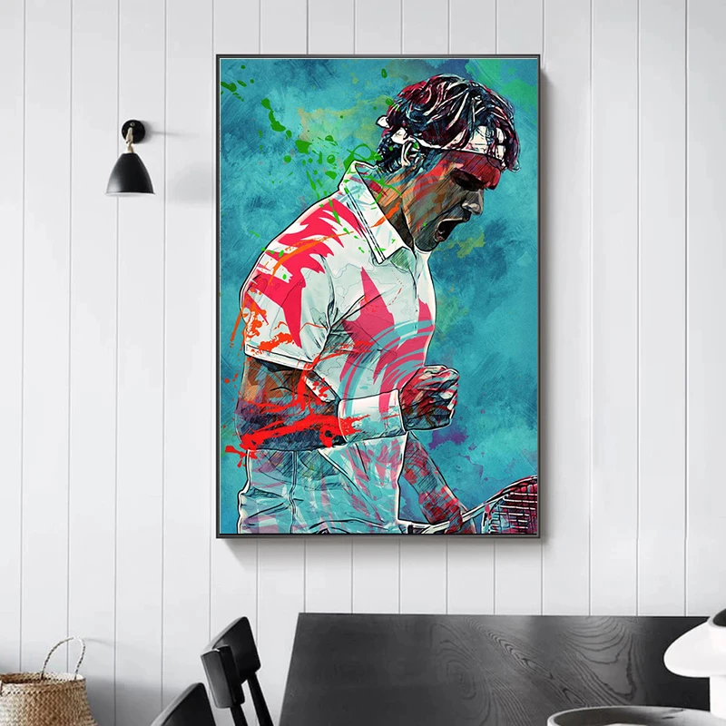 لاعبي التنس قماش اللوحة الملصقات والمطبوعات الرياضة الفن قماش صور فنية للجدران لغرفة المعيشة ديكور المنزل الحديث