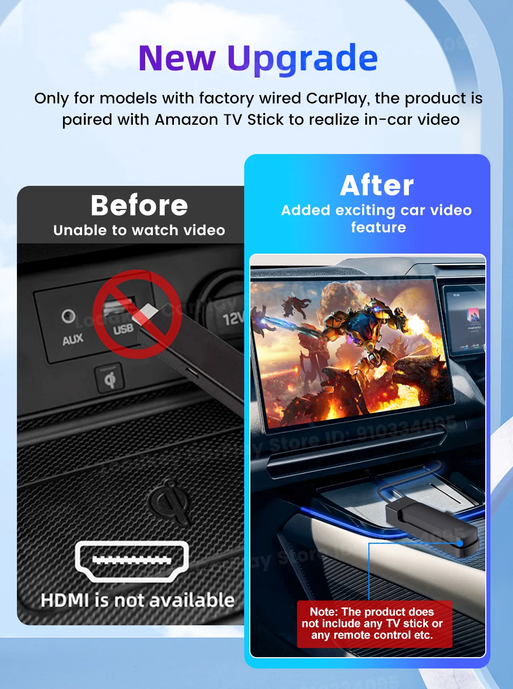 Carlinkit FireDrive Link Konvertieren Sie kabelgebundene CarPlay in HDMI für Fire TV Stick Streaming Car Entertainment Solution Schnelle und einfache Einrichtung – Detail 3