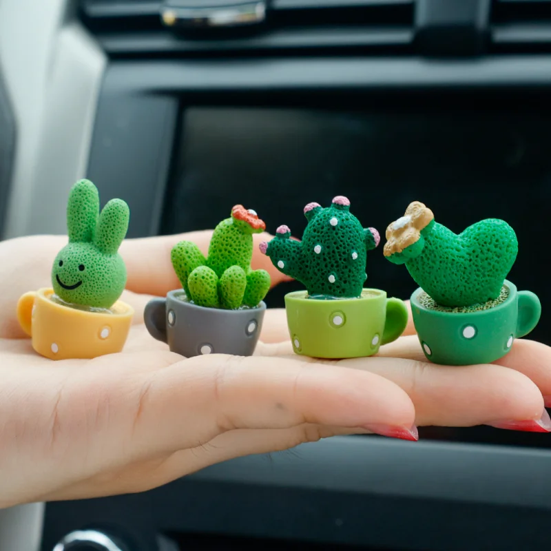 Car Dashboard Cactus Ornament Universal Automotive Interior Portable Cactus Themed Decoration Dashboard Ornament Accessories