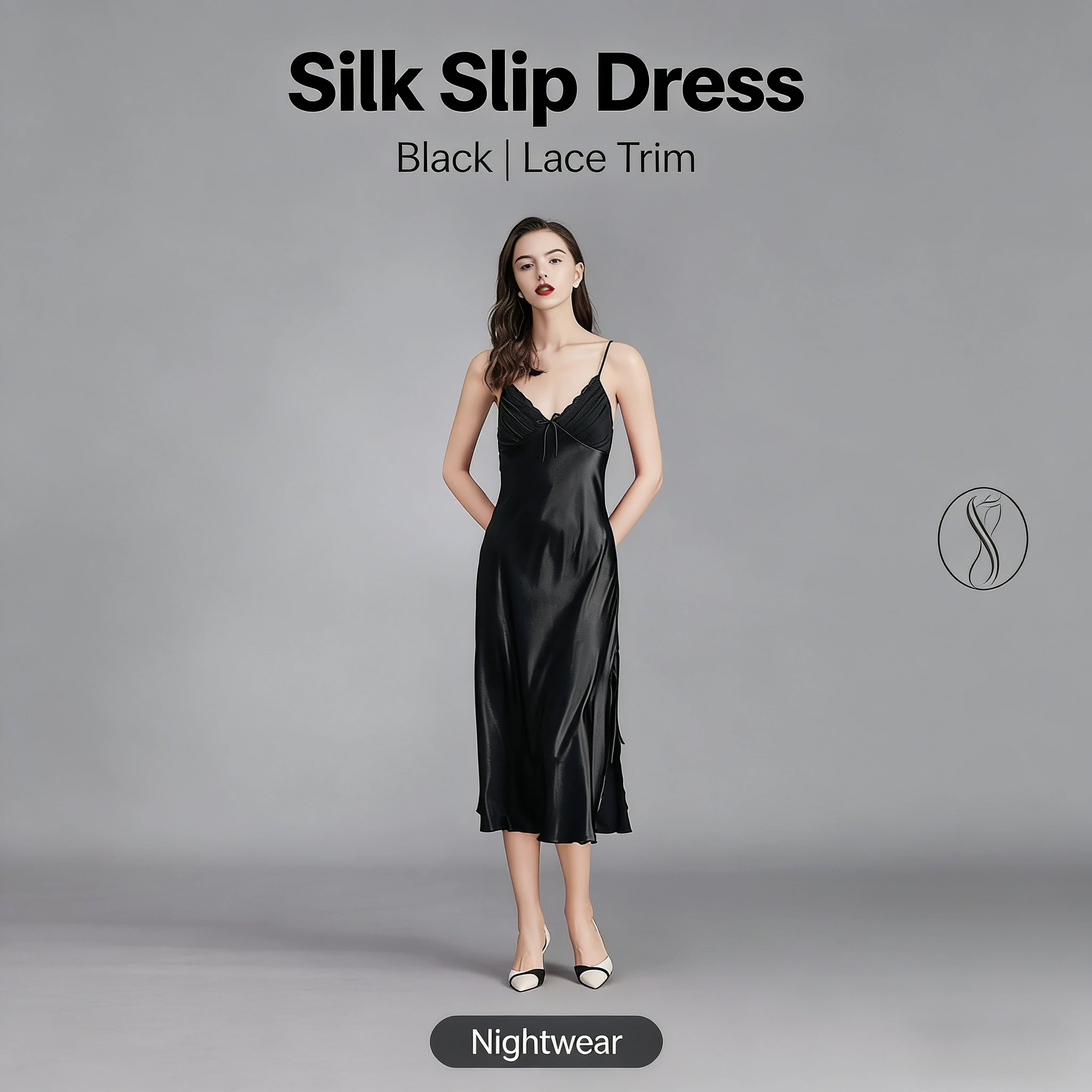 

Suspender Pajamas Women's Xia Bing Silk Long Pajamas Bow Loungewear