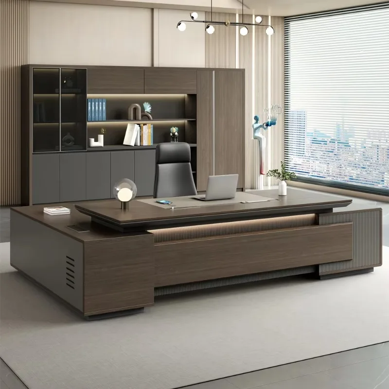 تخصيص الحديثة قابل للتعديل ارتفاع أسود مكتب Ceo L على شكل أثاث المكاتب الخشبية مكتب مكتب Ceo