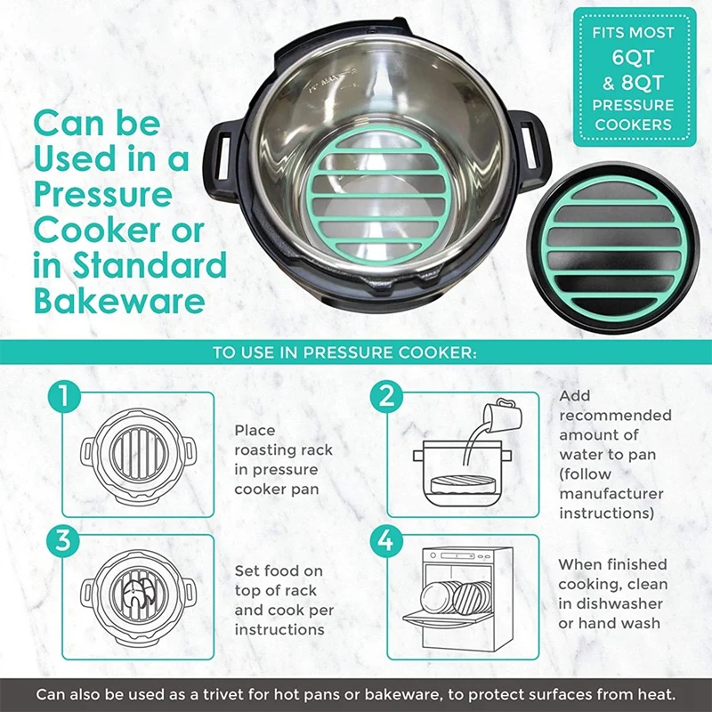 Rack para assar silicone para panela de pressão, acessórios redondos, compatível com forno 6 Qt e 8 Quart