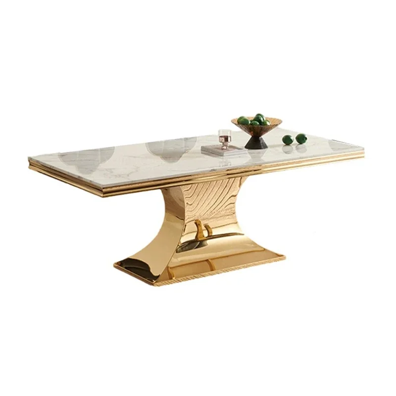 

Light luxury stainless steel dining table, high-end dining room, home furniture, black marble dining table and chairs, a set