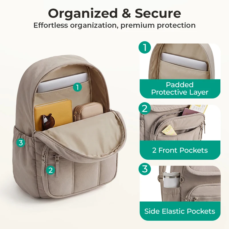 BAGSMART 13 14-calowy plecak na laptopa Wysokiej jakości torba codzienna dla kobiet Lekki plecak na komputer dla studentek Tornister dla dziewcząt — zdjęcie produktu 5