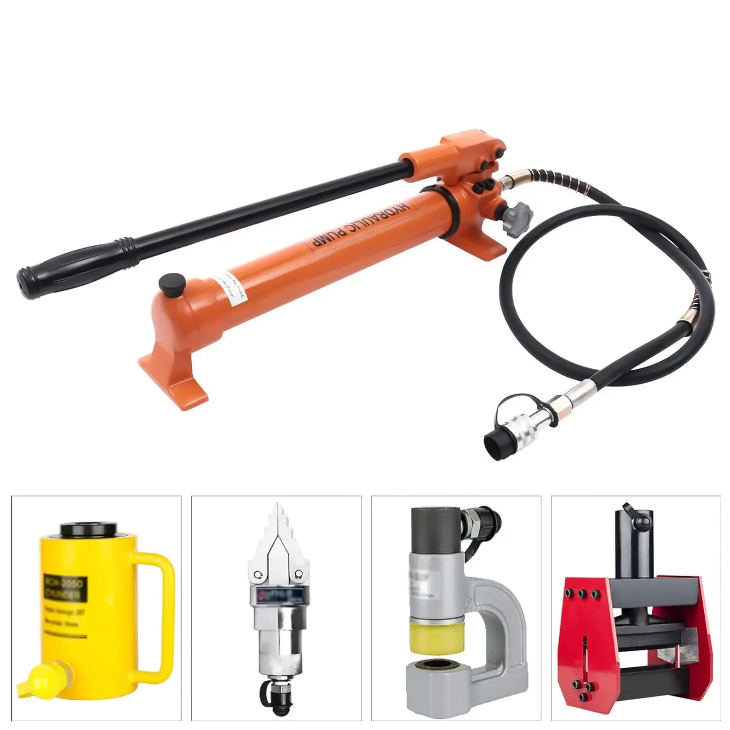 

NEWEST 900cc 70Mpa Hand Pump Hydraulic, Manual Hydraulic Pump with 200 cm Hose Length Oil Line, ZG3/8 Inch Quick Connection