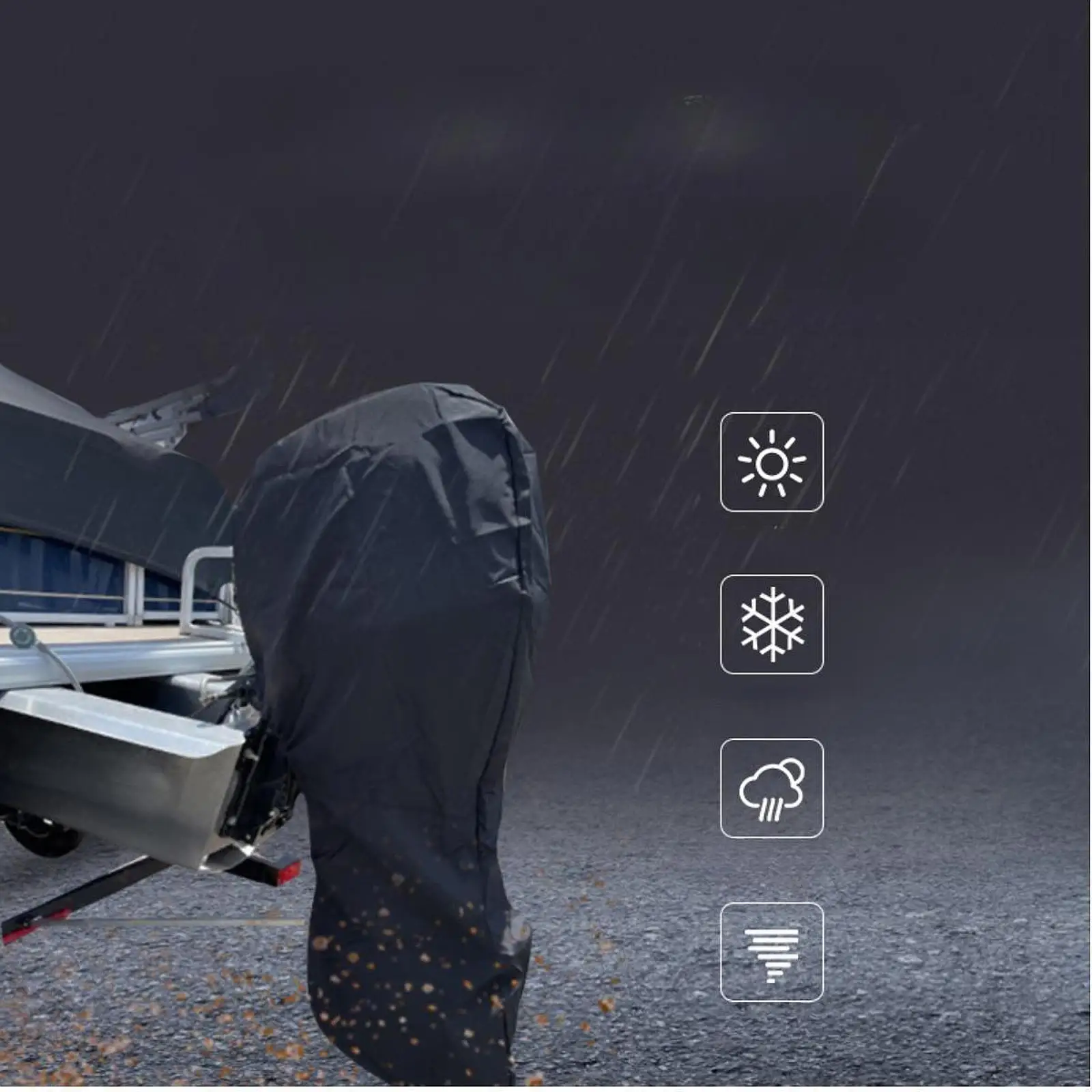 

Outboard Engine Cover for Boats with Adjustable Drawstring And Carrying Bag