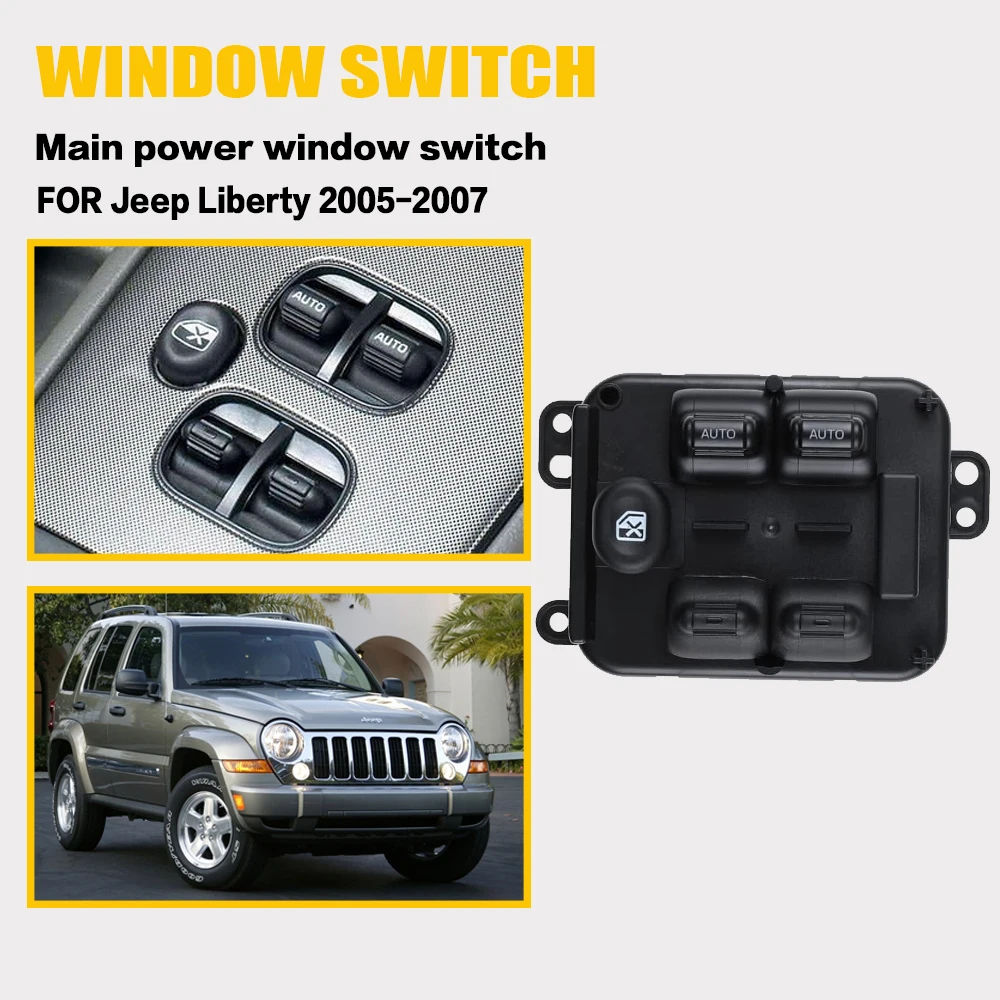 Window Switch Compatible with FOR Jeep Liberty  3.7L 2005 2006 2007 Driver Side Master Power Window Switch