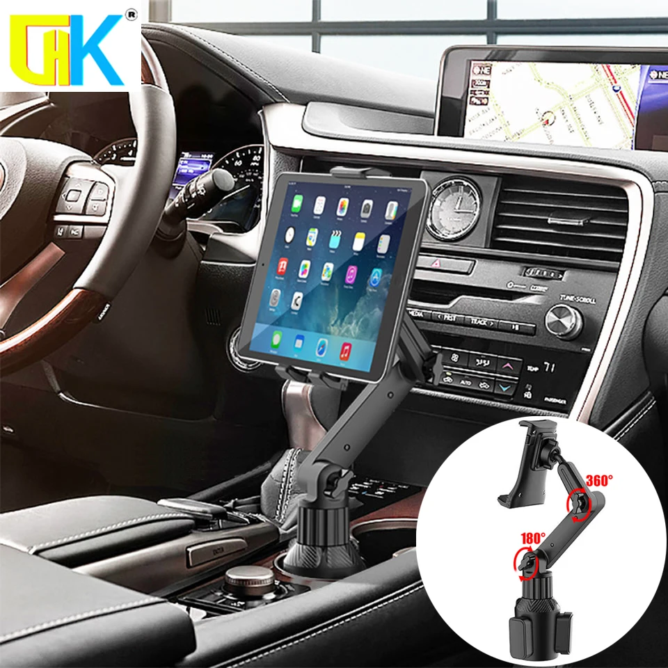 Hkgk tablet becher halter halterung 360 verstellbarer smartphone halter auto 270 kipp stange dreieckige basis ram halterung tablet halter für suvs