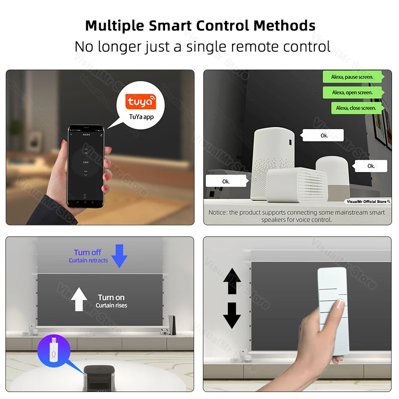 New Electric Floor Rising Fresenl 5.0 Pro ALR Projector Screen 100inch Motorized Tab Tension Roll-up 8K HD for Normal Projectors