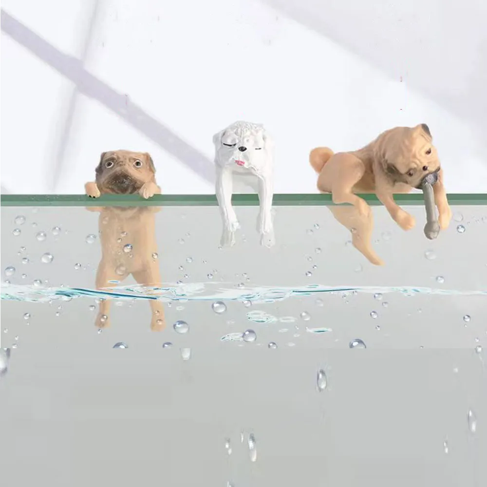 Creative Dog Ornaments for Aquarium Kawaii Cartoon Dogs Funny Climbing Dogs Animal Pendant Fish Tank Wall Landscaping Decoration