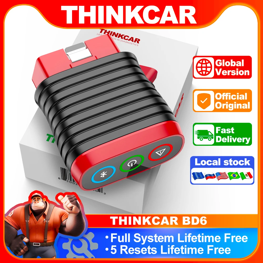 THINKCAR BD6 OBD2 Scanner Full System Diagnostic OIL IMMO ETS BLEED Brake Reset Lifetime Free All Auto Car Via THINKDIAG APP