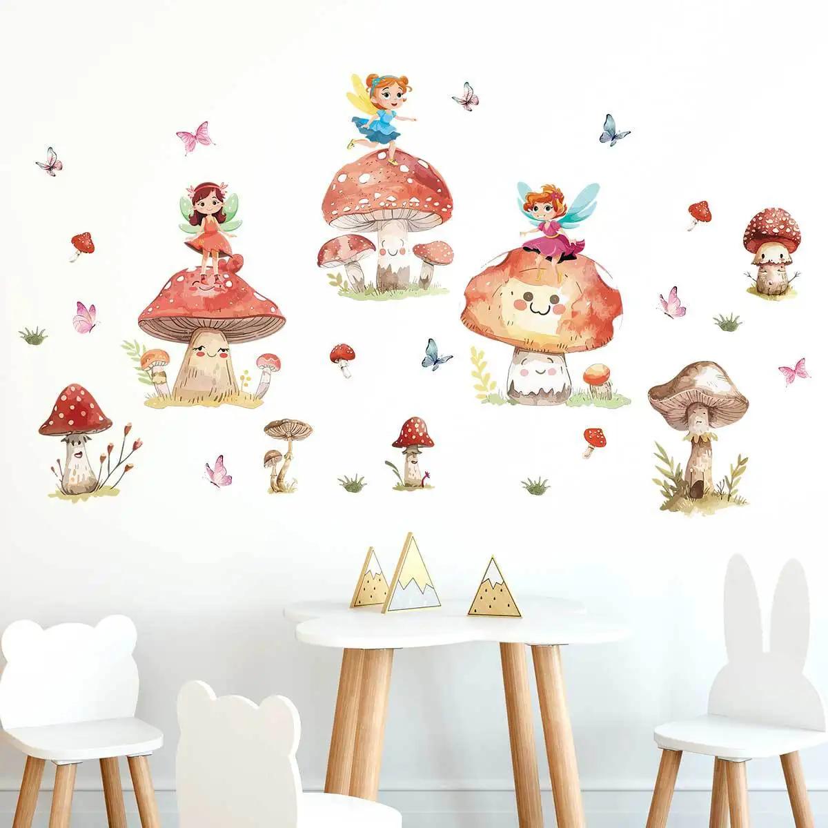 Children's Room Wall Stickers Elf Mushroom Wall Decals Girls Bedroom Living Room Decoration Kids Room Decor Wallpaper