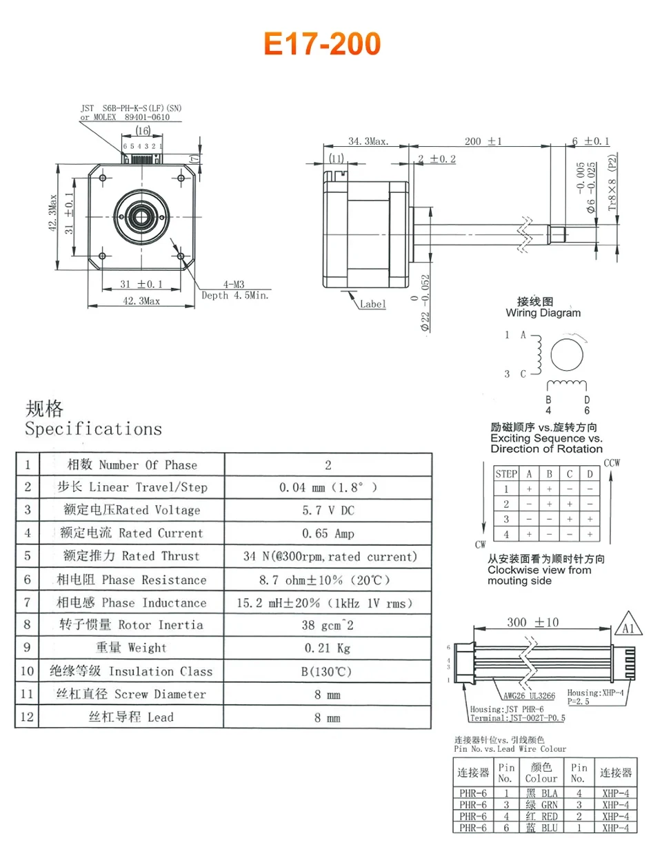 Trianglelab ® Moons' Motor MS14HS5PS150-11 E174S-T0808-200 für Voron 0.1 XY-Achse Nema 14 Z-Achse Nema 17 Schrittmotor 3D-Drucker – Detail 7