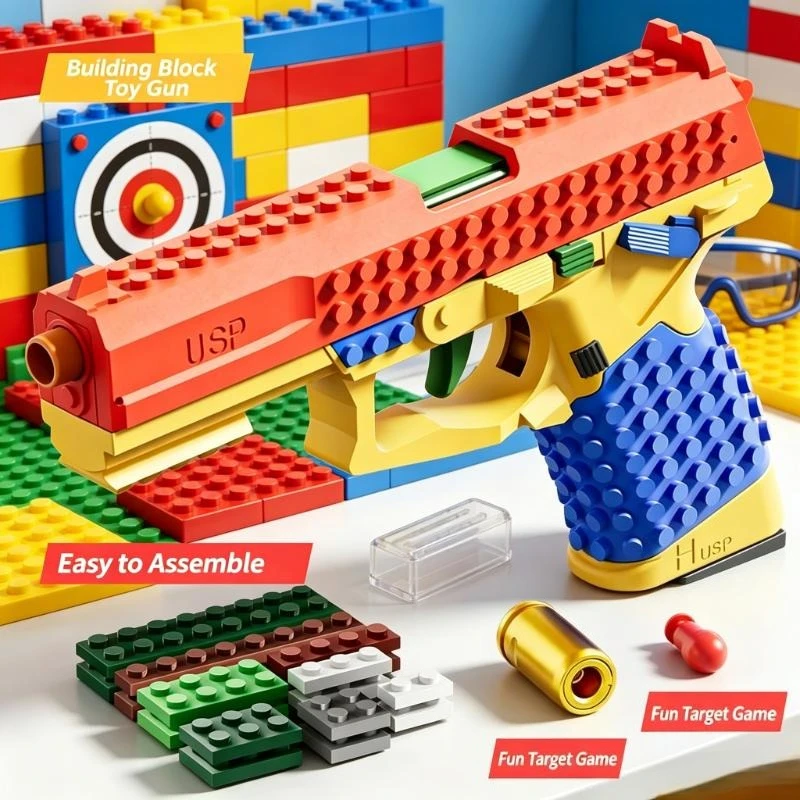 2026 Building Block Blaster Toy Gun For Kids Real Gun Toy Boy Friend Birthday Gift Dropship Safe Toys Pistol