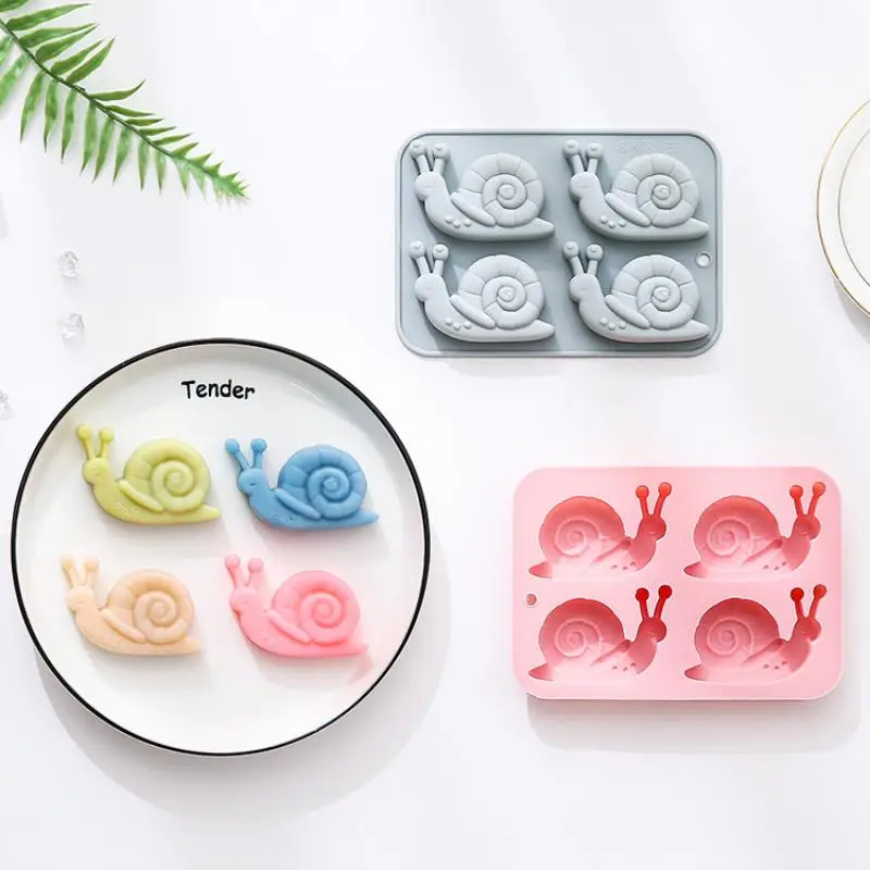 

Snail Silicone Mold 4 Cavity 3D Escargot Shape Molds Tray DIY Baking Mould Cake Decorating Tools