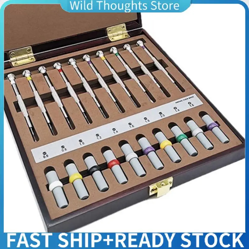 

10PCS Watch Repair Screwdrivers With Weight Sleeves In Wooden Box-[Qahk]