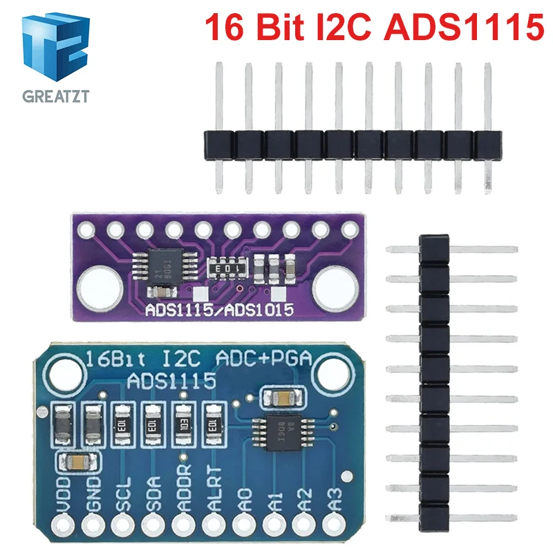 ADS1115 16 Bit I2C Module Precision ADC 4 Channel Development Board Pro Gain Amplifier 2.0V to 5.5V for Arduino RP