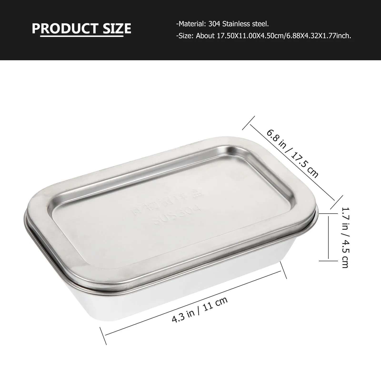1Pcs Food Storage Box Butter Storage Box Stainless Steel Covered Butter Tray for Home Kitchen High Low Temperature Resistant