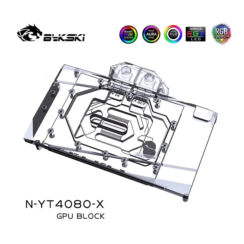 Bykski Water Block Use for Yeston GeForce RTX 4080 16G D6X SUGAR GPU Card / Copper Cooler RGB Radiator / N-YT4080-X