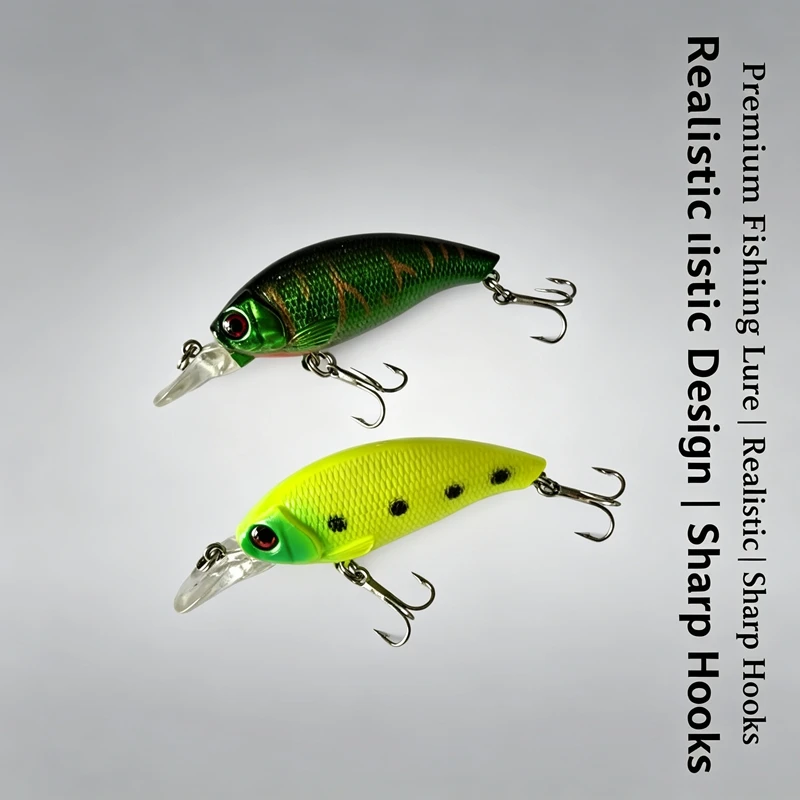2pcs/lot Crankbait Fishing Lures, 7.5cm 8.3g, 3D Eyes Sharp Hooks Built-in Rattling Beads for Freshwater & Saltwater Fishing