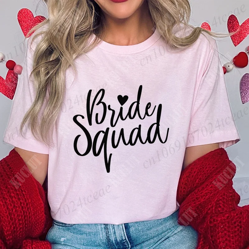 Team Bride Squad T-shirt Fashion Graphic Y2k Tops Bachelorette Clothing Girls Bridal Wedding Party Tshirt Future Bride EVJF Tees