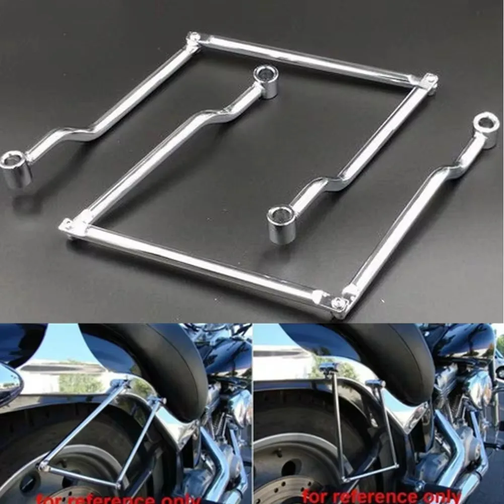 

Chrome Motorcycle Steel Adjustable Saddle Bag Support Bar Side Mount Bracket Fit For Kawasaki Honda Yamaha Suzuki Harley