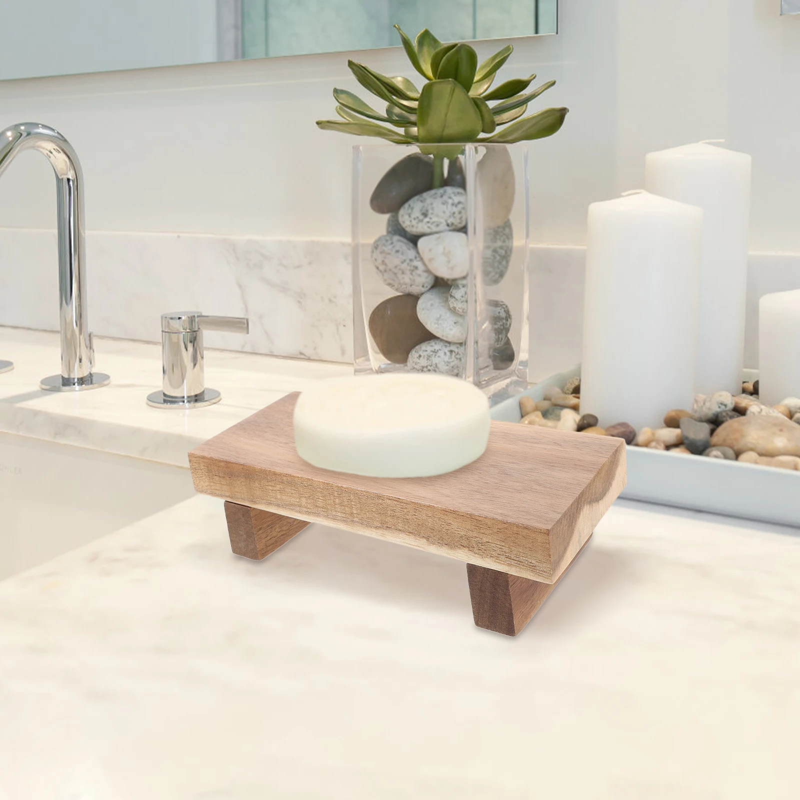 

Wooden Soap St Pedestal St for Bathroom Kitchen Counter Storage Tray Bowl Display St Display Plant Riser